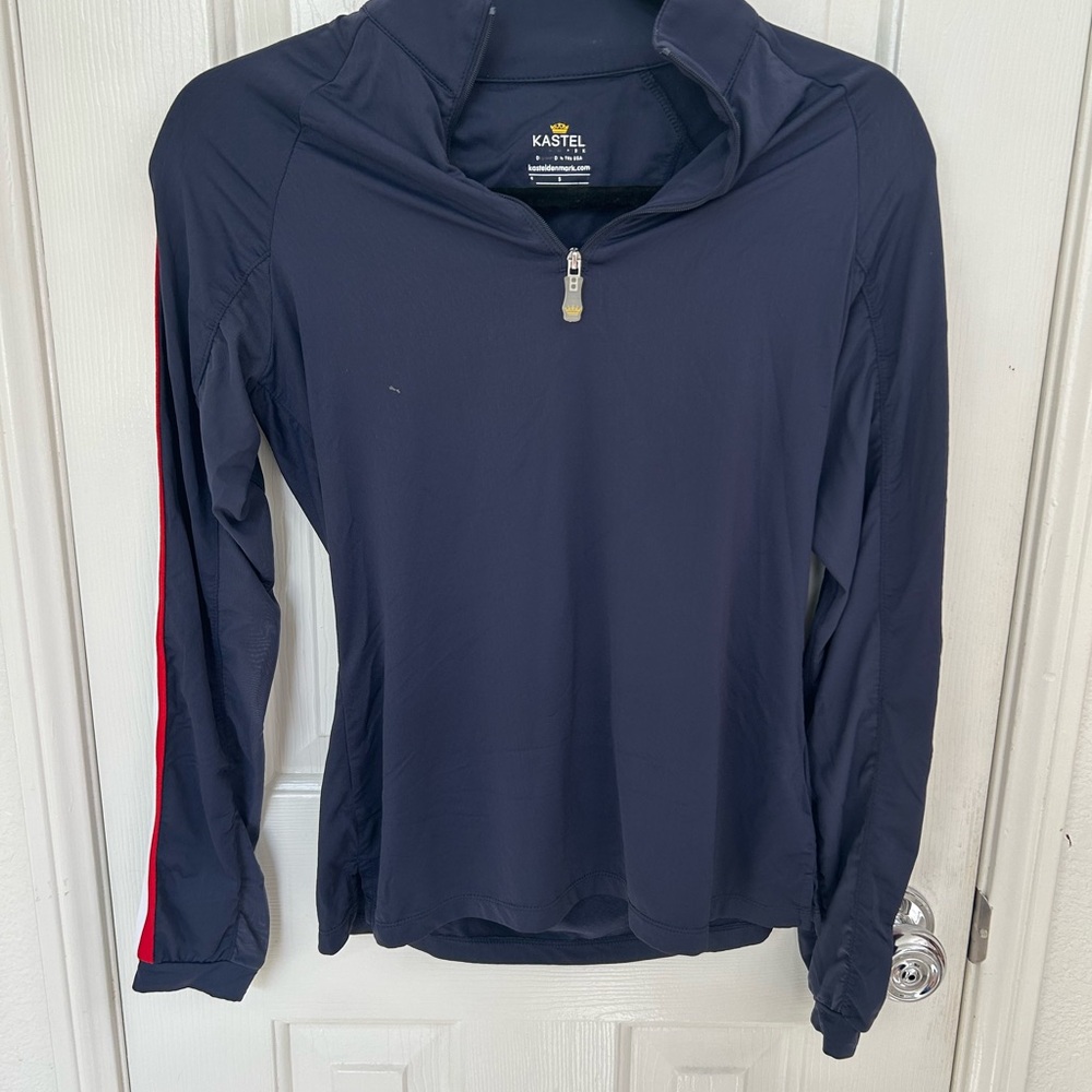 Kastel Denmark Navy Quarter-Zip with Red White and Blue Stripes